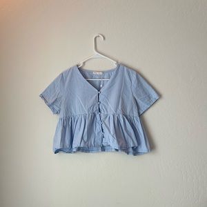 blue cropped blouse